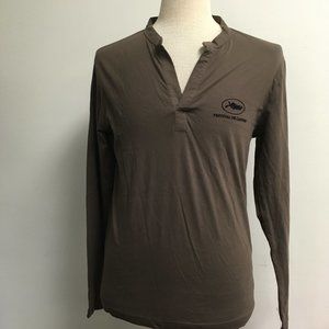 Festival de Cannes film festival henley brown long sleeve cotton t shirt  M